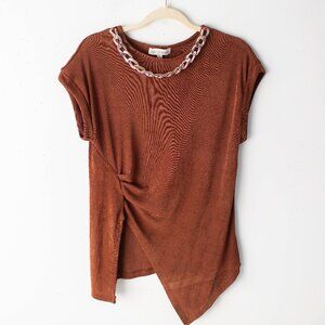 The Line of Style Women's Large Bronze Blouse w/ Gold Chain Costume Necklace‎